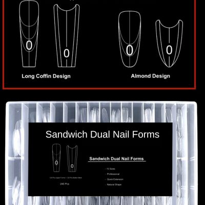 תבניות   Almond - Sandwich Dual Nail Forms