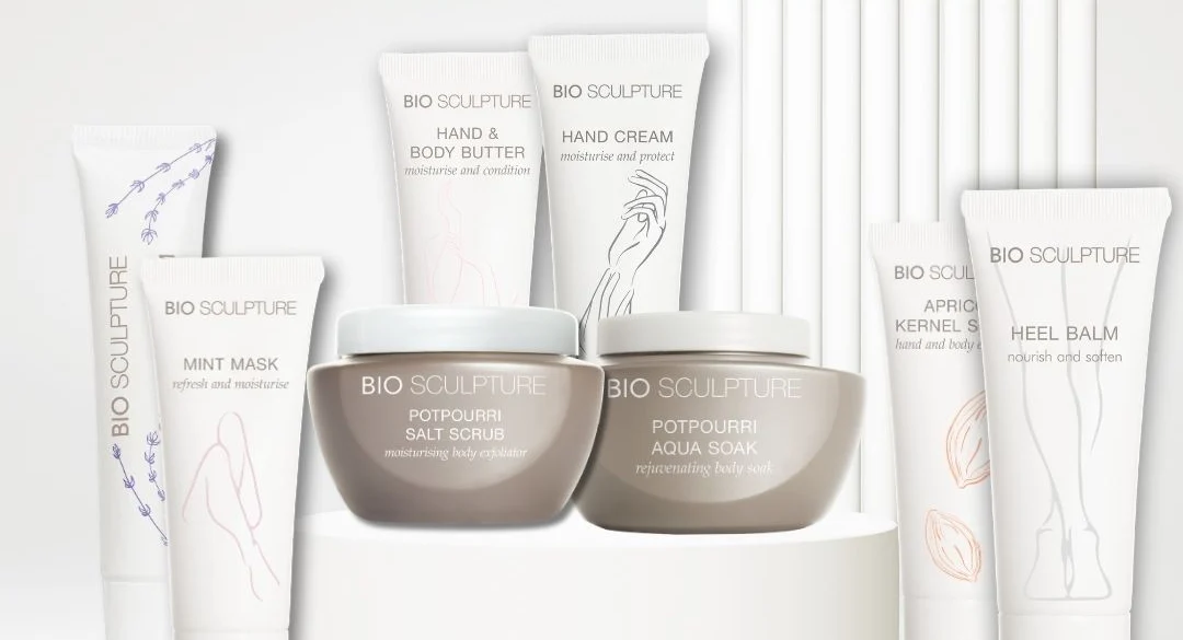 סדרת הספא של Bio Sculpture: Mint Mask, Potpourri Salt Scrub, Aqua Soak, Heel Balm ועוד